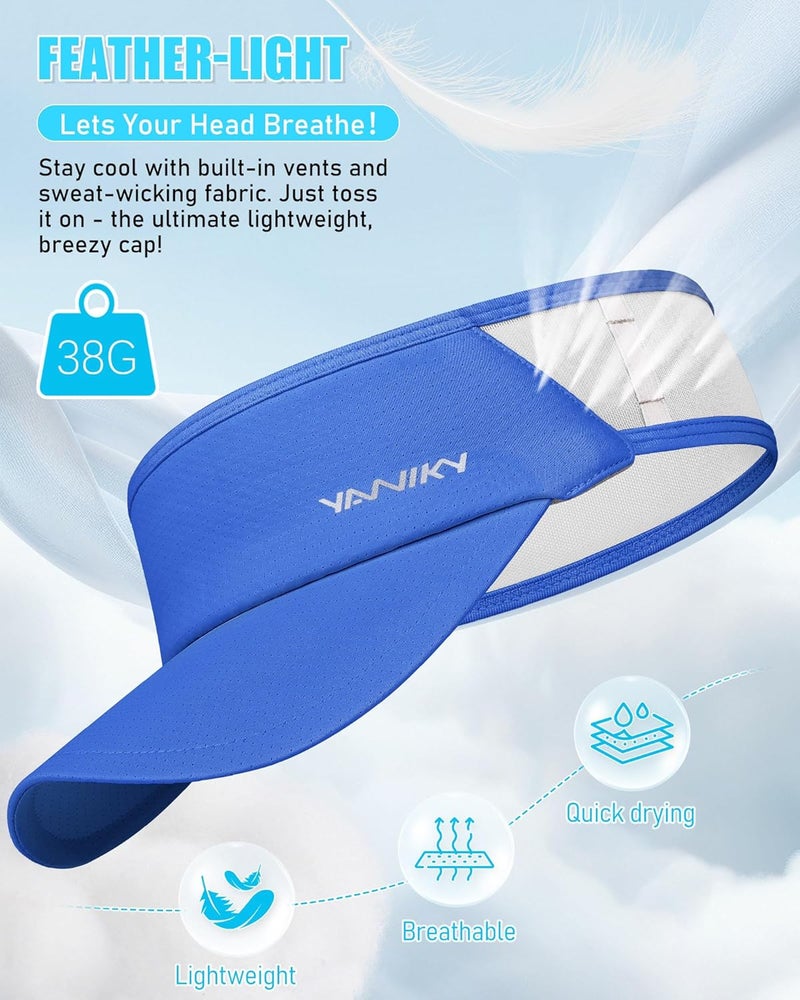 YANIKY Sports Sun Visor Hats for Women Men Lightweight Breathable Cooling Stretchy Visors Foldable UPF 50+ for Running Tennis Golf - Image 5